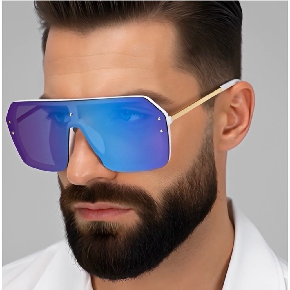 Eye Wear Sunglasses UV400 Protection Blue Mirror Lens Cover Face Sun Shades New